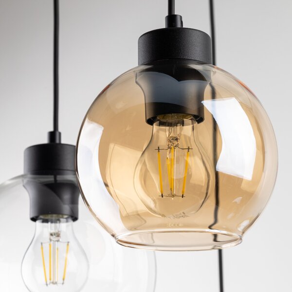 Čierny závesný luster Cubus pre žiarovky 6x E27 – LED lustre a svietidlá > Lustre