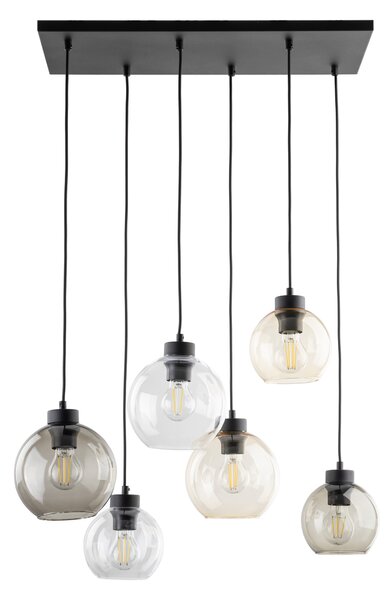 Čierny závesný luster Cubus pre žiarovky 6x E27 – LED lustre a svietidlá > Lustre