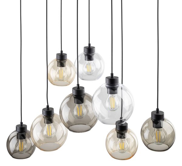 Čierny závesný luster Elio pre žiarovky 8x E27 – LED lustre a svietidlá > Lustre