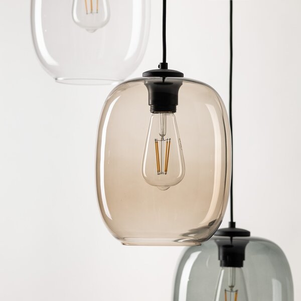 Čierny závesný luster Elio pre žiarovky 3x E27 – LED lustre a svietidlá > Lustre