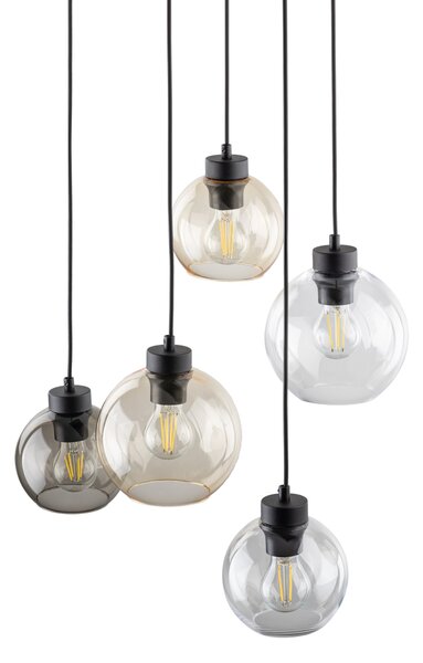 Čierny závesný luster Cubus pre žiarovky 6x E27 – LED lustre a svietidlá > Lustre