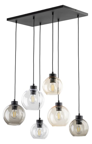 Čierny závesný luster Cubus pre žiarovky 6x E27 – LED lustre a svietidlá > Lustre