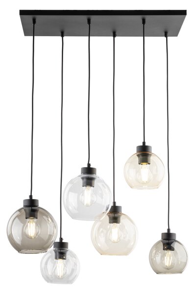 Čierny závesný luster Cubus pre žiarovky 6x E27 – LED lustre a svietidlá > Lustre