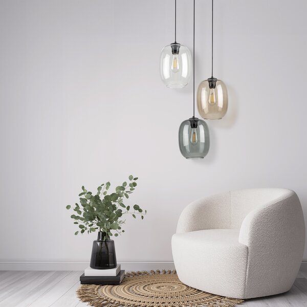 Čierny závesný luster Elio pre žiarovky 3x E27 – LED lustre a svietidlá > Lustre
