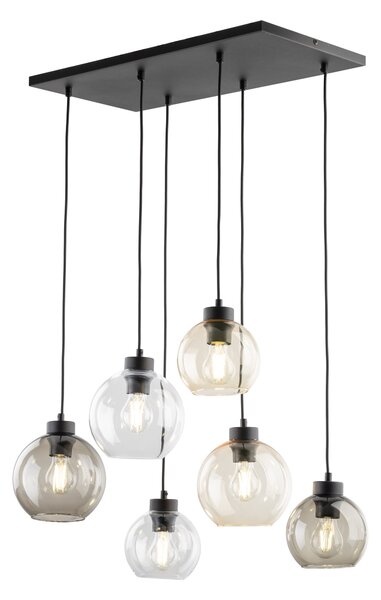 Čierny závesný luster Cubus pre žiarovky 6x E27 – LED lustre a svietidlá > Lustre