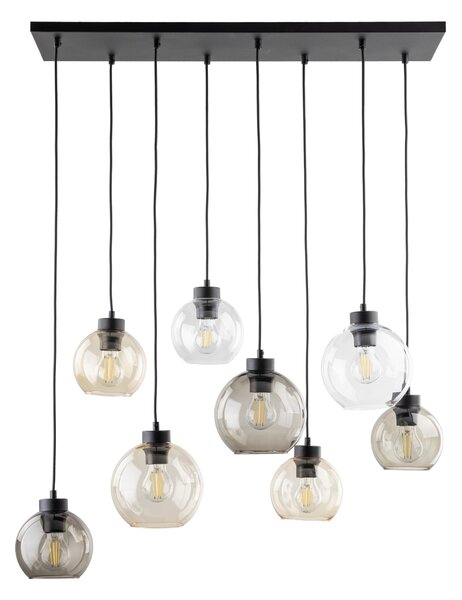 Čierny závesný luster Elio pre žiarovky 8x E27 – LED lustre a svietidlá > Lustre
