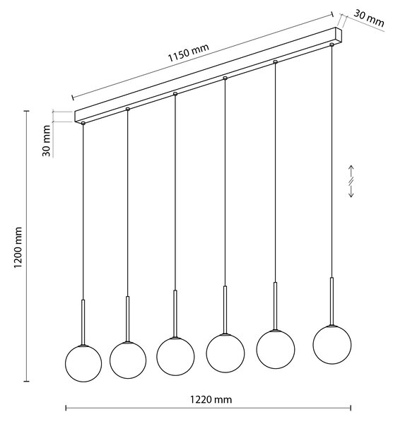 Čierny závesný luster Martin pre žiarovku 6x G9 – LED lustre a svietidlá > Lustre