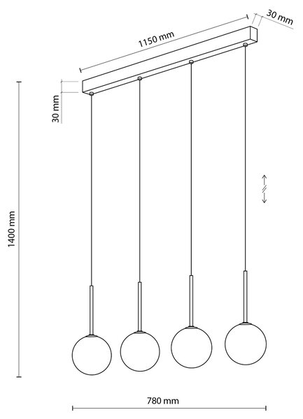 Čierny závesný luster Martin pre žiarovku 4x G9 – LED lustre a svietidlá > Lustre
