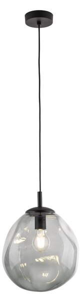 Čierny závesný luster SOL s dymovým tienidlom 250mm pre žiarovku E27 – LED lustre a svietidlá > Lustre