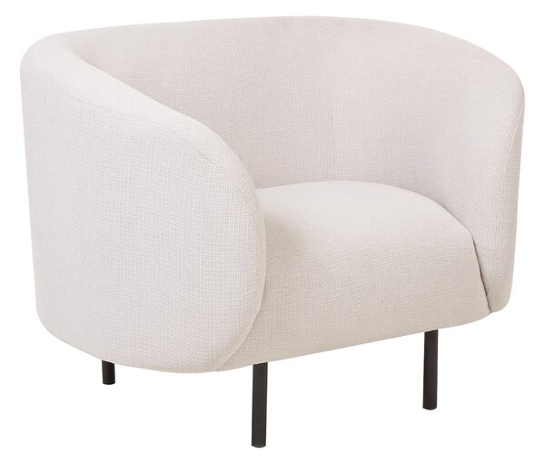 Kreslo béžové polyesterové čalúnenie čierne nohy zaoblené operadlo retro glamour art deco štýl
