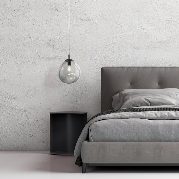 Čierny závesný luster SOL s dymovým tienidlom 250mm pre žiarovku E27 – LED lustre a svietidlá > Lustre