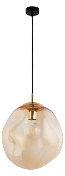 Zlatý závesný luster SOL s jantárovým tienidlom 350mm pre žiarovku E27 – LED lustre a svietidlá > Lustre