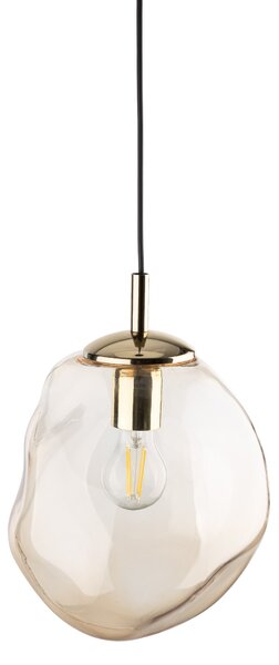 Zlatý závesný luster SOL s jantárovým tienidlom 250mm pre žiarovku E27 – LED lustre a svietidlá > Lustre