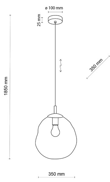 Zlatý závesný luster SOL s jantárovým tienidlom 350mm pre žiarovku E27 – LED lustre a svietidlá > Lustre