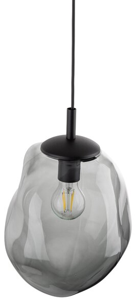 Čierny závesný luster SOL s dymovým tienidlom 250mm pre žiarovku E27 – LED lustre a svietidlá > Lustre
