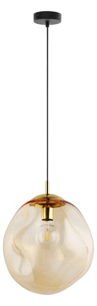 Zlatý závesný luster SOL s jantárovým tienidlom 350mm pre žiarovku E27 – LED lustre a svietidlá > Lustre