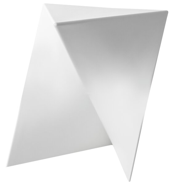Odkladací stolík biely syntetický materiál trojuholníkový geometrický tvar dizajnový moderný štýl obývacia izba spálňa