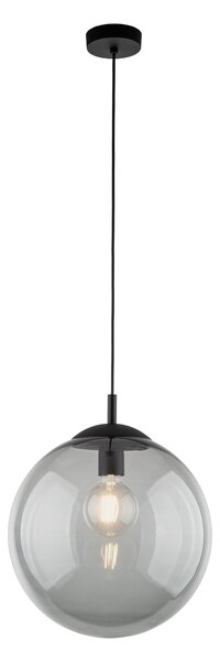 Čierny závesný luster Esme s dymovým tienidlom 350mm pre žiarovku E27 – LED lustre a svietidlá > Lustre