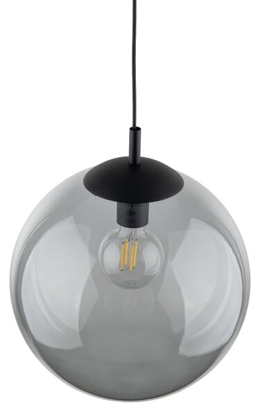 Čierny závesný luster Esme s dymovým tienidlom 350mm pre žiarovku E27 – LED lustre a svietidlá > Lustre
