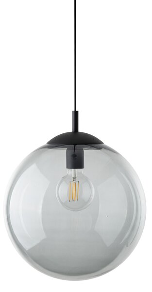 Čierny závesný luster Esme s dymovým tienidlom 350mm pre žiarovku E27 – LED lustre a svietidlá > Lustre