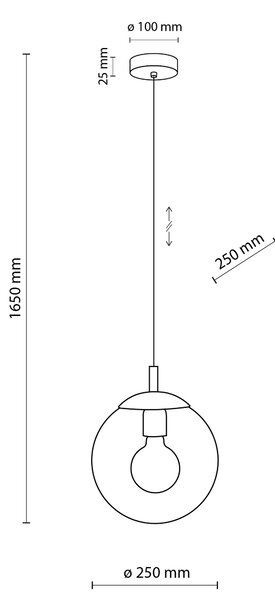 Čierny závesný luster Esme s dymovým tienidlom 250mm pre žiarovku E27 – LED lustre a svietidlá > Lustre