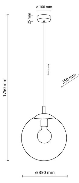 Čierny závesný luster Esme s dymovým tienidlom 350mm pre žiarovku E27 – LED lustre a svietidlá > Lustre