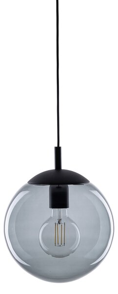 Čierny závesný luster Esme s dymovým tienidlom 250mm pre žiarovku E27 – LED lustre a svietidlá > Lustre