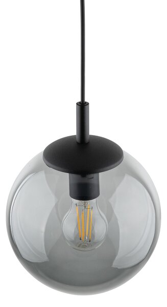 Čierny závesný luster Esme s dymovým tienidlom 300mm pre žiarovku E27 – LED lustre a svietidlá > Lustre