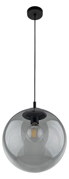 Čierny závesný luster Esme s dymovým tienidlom 350mm pre žiarovku E27 – LED lustre a svietidlá > Lustre