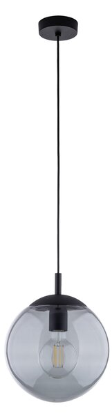 Čierny závesný luster Esme s dymovým tienidlom 250mm pre žiarovku E27 – LED lustre a svietidlá > Lustre