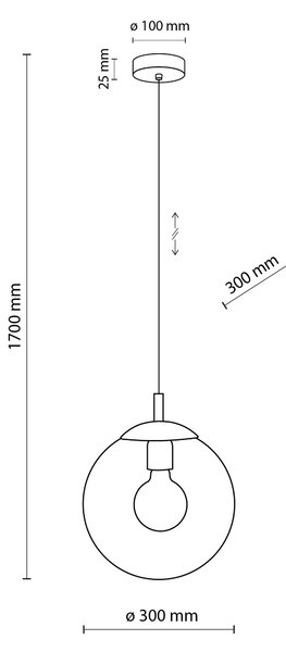 Čierny závesný luster Esme s dymovým tienidlom 300mm pre žiarovku E27 – LED lustre a svietidlá > Lustre