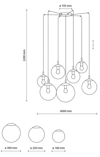 Čierny závesný luster Esme s dymovými tienidlami pre žiarovku 7x E27 – LED lustre a svietidlá > Lustre