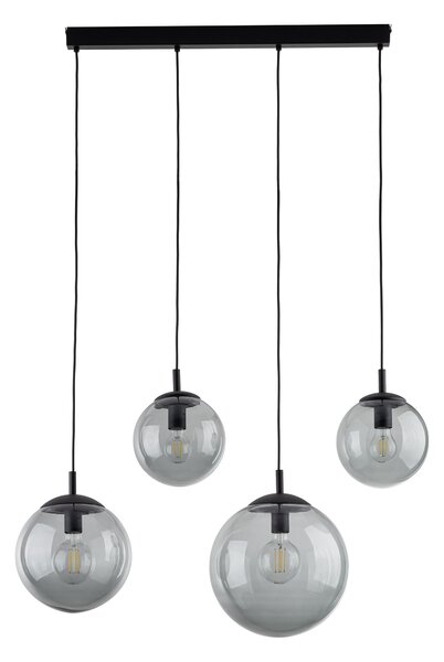 Čierny závesný luster Esme s dymovými tienidlami pre žiarovku 4x E27 – LED lustre a svietidlá > Lustre