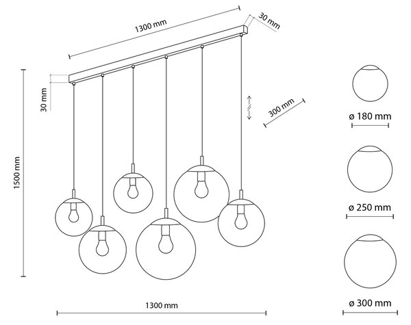 Čierny závesný luster Esme s dymovými tienidlami pre žiarovku 6x E27 – LED lustre a svietidlá > Lustre