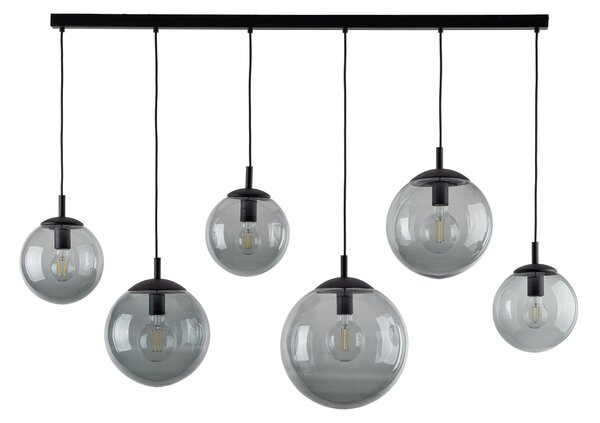 Čierny závesný luster Esme s dymovými tienidlami pre žiarovku 6x E27 – LED lustre a svietidlá > Lustre