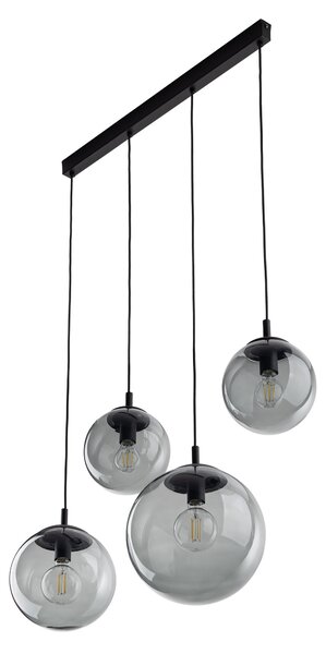 Čierny závesný luster Esme s dymovými tienidlami pre žiarovku 4x E27 – LED lustre a svietidlá > Lustre