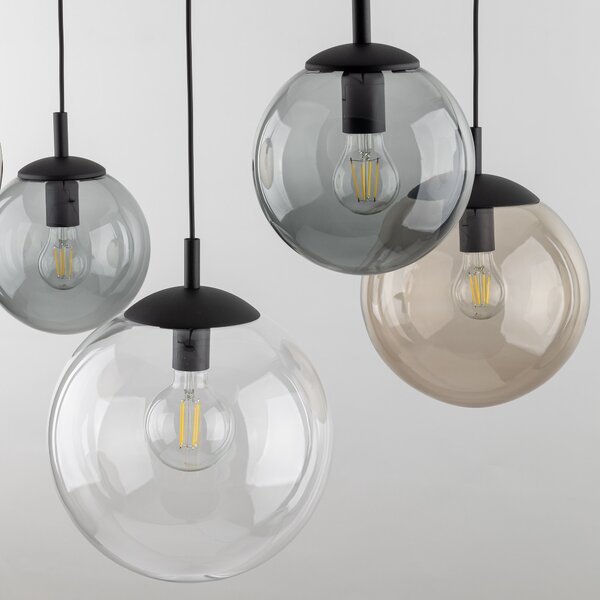 Čierny závesný luster Esme pre žiarovku 5x E27 – LED lustre a svietidlá > Lustre