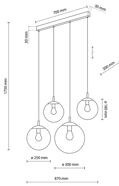 Čierny závesný luster Esme pre žiarovku 4x E27 – LED lustre a svietidlá > Lustre
