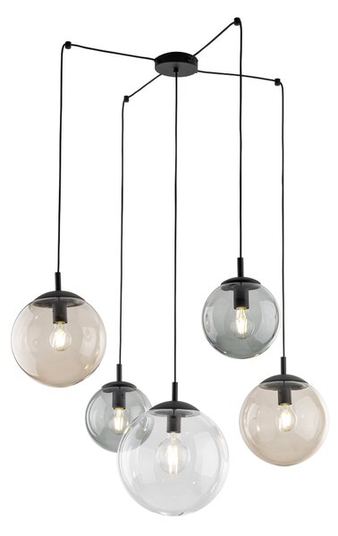 Čierny závesný luster Esme pre žiarovku 5x E27 – LED lustre a svietidlá > Lustre