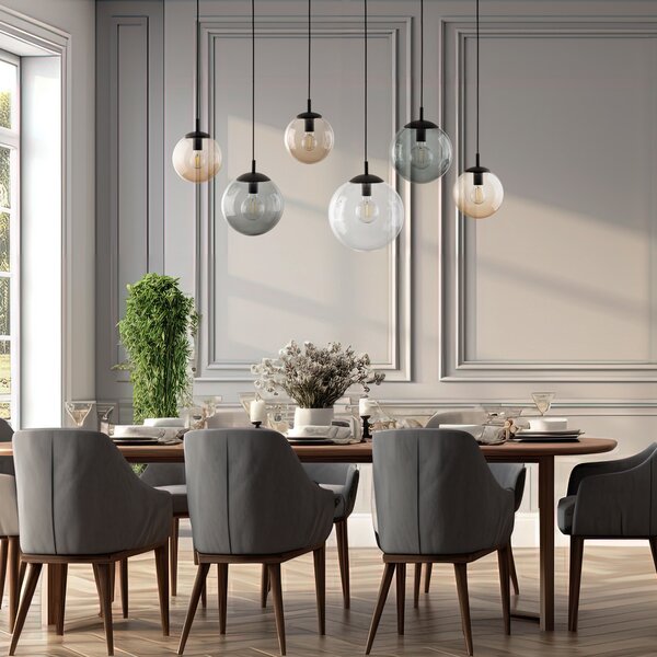 Čierny závesný luster Esme pre žiarovku 6x E27 – LED lustre a svietidlá > Lustre