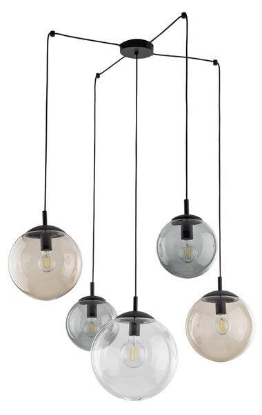Čierny závesný luster Esme pre žiarovku 5x E27 – LED lustre a svietidlá > Lustre