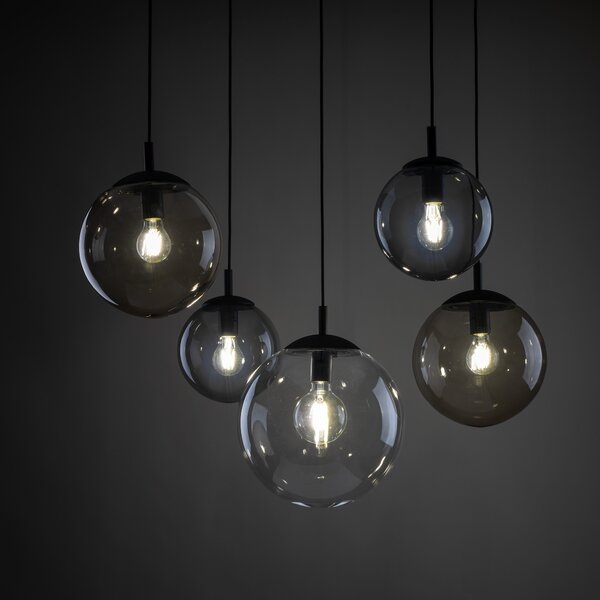 Čierny závesný luster Esme pre žiarovku 5x E27 – LED lustre a svietidlá > Lustre