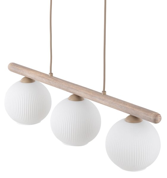 Závesný luster Virlo s dekorom dreva pre žiarovku 3x E14 – LED lustre a svietidlá > Lustre