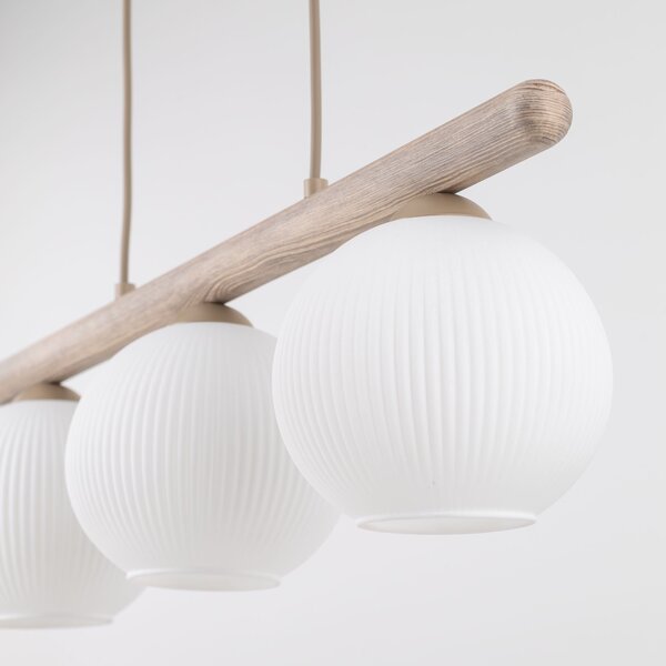 Závesný luster Virlo s dekorom dreva pre žiarovku 3x E14 – LED lustre a svietidlá > Lustre