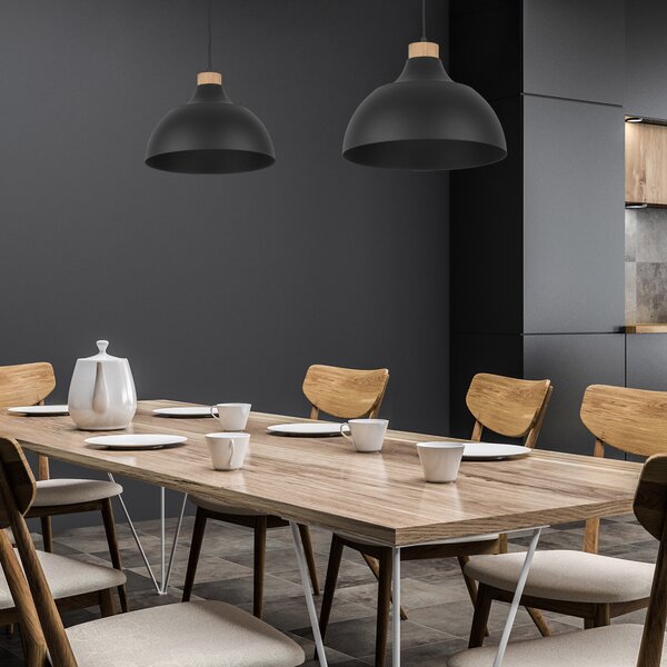 Čierny závesný luster Cap pre žiarovku E27 – LED lustre a svietidlá > Lustre