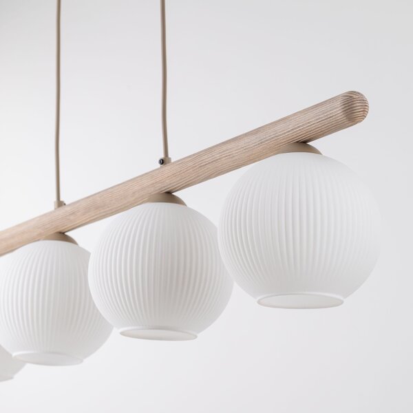 Závesný luster Virlo s dekorom dreva pre žiarovku 4x E14 – LED lustre a svietidlá > Lustre