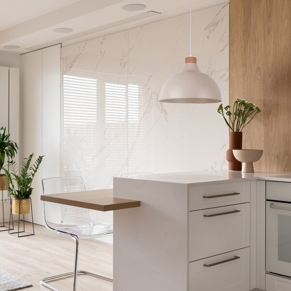 Béžový závesný luster Cap pre žiarovku E27 – LED lustre a svietidlá > Lustre