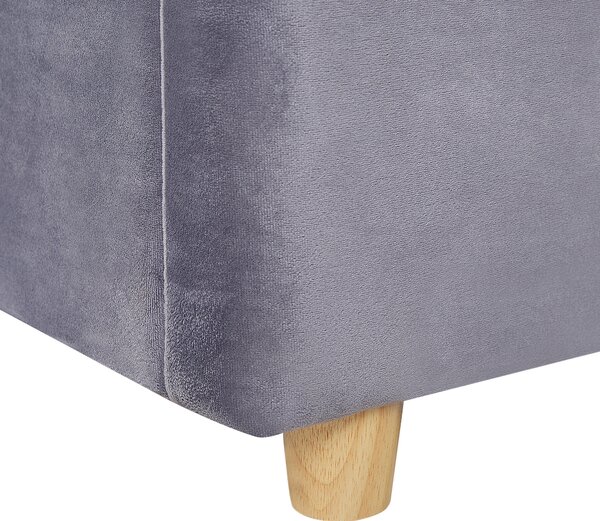 Čalúnená posteľ sivá zamatová 160 x 200 cm s úložným priestorom elegantná moderná spálňa