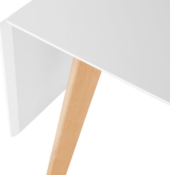 Rozkladací jedálenský stôl biela svetlé drevo MDF kaučuk 120/155 x 80 cm obdĺžnikový pre 6 osôb sklápacia doska moderný štýl jedáleň