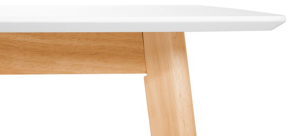 Rozkladací jedálenský stôl biela svetlé drevo MDF kaučuk 120/155 x 80 cm obdĺžnikový pre 6 osôb sklápacia doska moderný štýl jedáleň